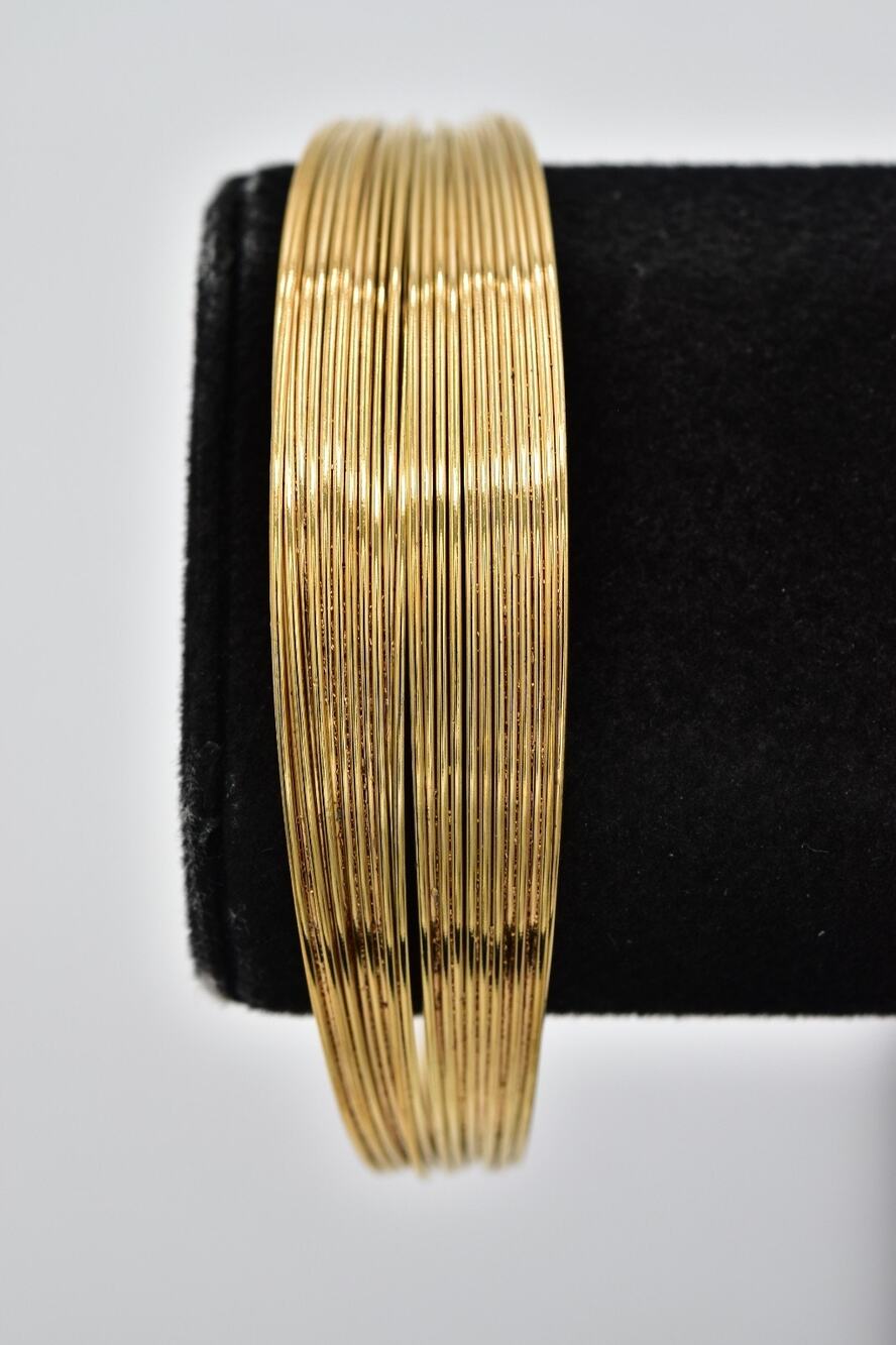 Vintage NOS Multi Wire Wide Open Cuff Bracelet Ribbed Statement Gold 80s 90 NS7